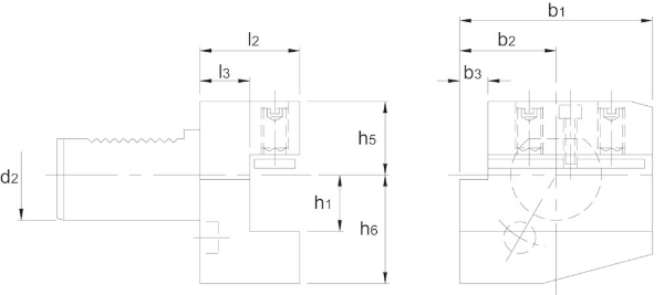 Afbeeldingen van Phantom VDI-houder DIN 69880, uitvoering B2, radiaal, links 84.911