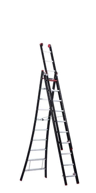 Afbeeldingen van Altrex Aluminium kokerladder (gecoat) - 3-delig reform Nevada