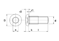 Afbeeldingen van Laagbolkopschroef binnenzeskant ISO 7380, gezwart