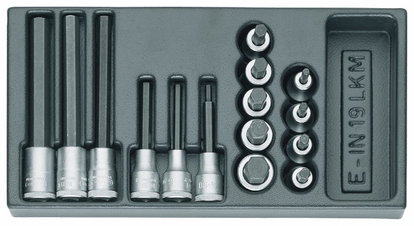 Afbeeldingen van GEDORE Dopsleutel-schroevendraaier-set 1/2" in 1/3 gereedschapsmodule 1500 ES-IN 19 LKM