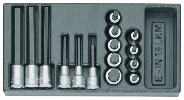 Afbeeldingen van GEDORE Dopsleutel-schroevendraaier-set 1/2" in 1/3 gereedschapsmodule 1500 ES-IN 19 LKM