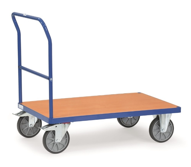 Afbeeldingen van Duwbeugelwagen met houten platform