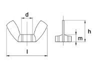 Afbeeldingen van Vleugelmoer amerikaans model, rvs A2
