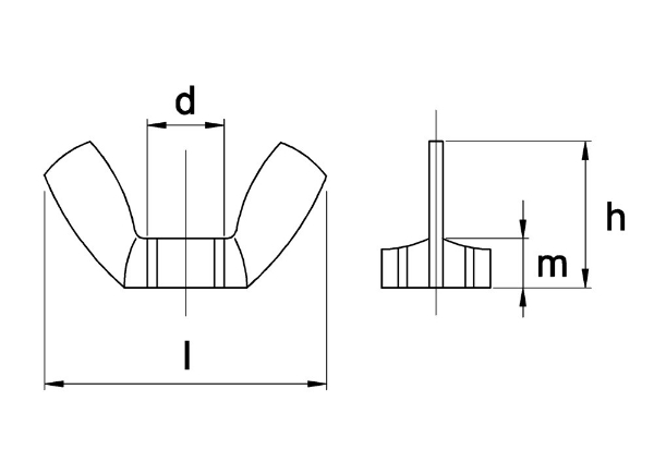 Afbeeldingen van Vleugelmoer amerikaans model, rvs A2