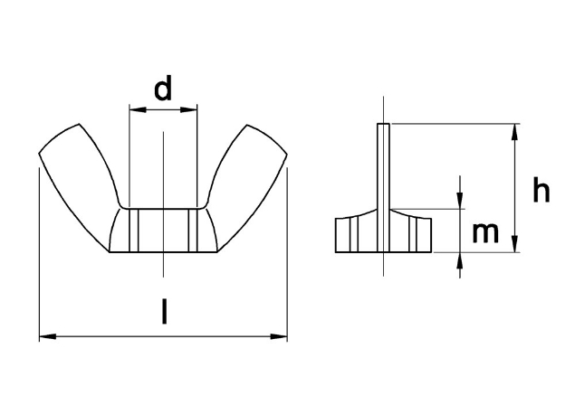 Afbeeldingen van Vleugelmoer amerikaans model, rvs A4
