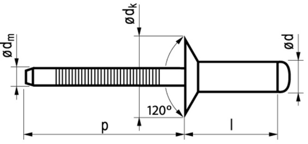 Afbeeldingen van Blindklinknagel RVS (A2)/RVS (A2) open type/verzonken kop