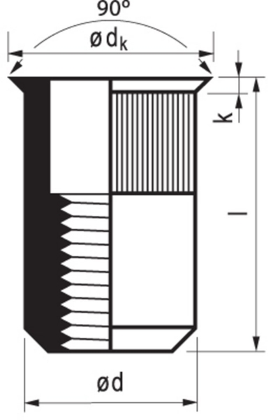 Afbeeldingen van Blindklinkmoer MASTERGRIP staal (verzinkt) hexatop open type/klein verzonken kop