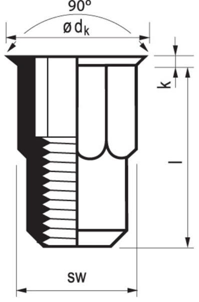 Afbeeldingen van Blindklinkmoer MASTERGRIP RVS Hexatop open type/klein verzonken kop