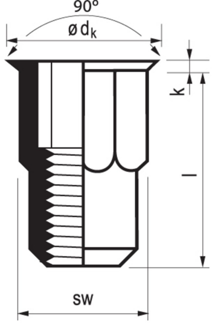 Afbeeldingen van Masterfix Blindklinkmoer MASTERGRIP RVS Hexatop open type/klein verzonken kop MFX 24-KVO