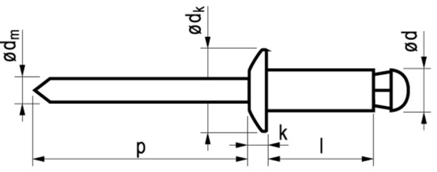 Afbeeldingen van Blindklinknagel aluminium/staal spreidnagel/bolkop