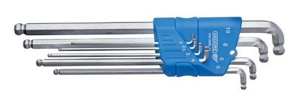 Afbeeldingen van GEDORE Stiftsleutelset tbv binnenzeskantschroeven, extra lang, met dubbele kogelkop H 42 DKEL-88