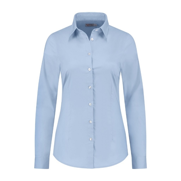 Afbeeldingen van Santino Shirt  Falco Ladies  Light Blue Stretch Ladies Fit