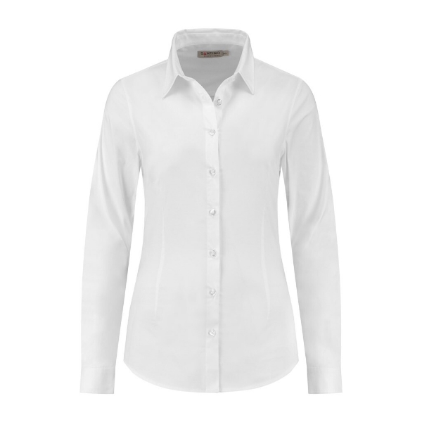 Afbeeldingen van Santino Shirt  Falco Ladies  White Stretch Ladies Fit