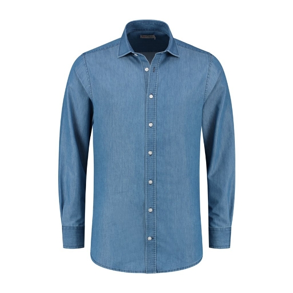 Afbeeldingen van Santino Shirt  Felix  Washed Denim Modern Fit