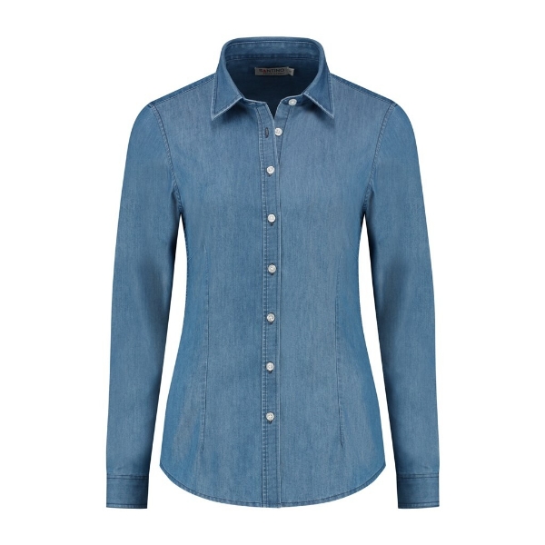 Afbeeldingen van Santino Shirt  Felix Ladies  Washed Denim Ladies Fit