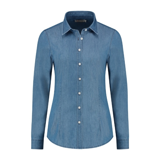 Afbeeldingen van Santino Shirt  Felix Ladies  Washed Denim Ladies Fit