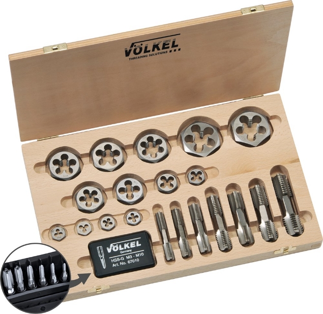 Afbeeldingen van VÖLKEL HexTap S/DS set, dubblezijdige tap, Multi-Drive, met Snijmoer G (BSP)