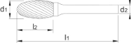 Afbeeldingen van Phantom HM Stiftfrees model E, druppelvorm, lang 41.559
