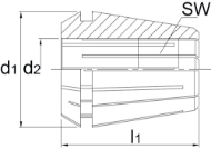 Afbeeldingen van Phantom DIN 6499-A Spantang ER 25G 430G, voor tappen, 15 µm 82.885