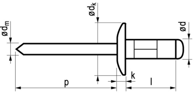 Afbeeldingen van Blindklinknagel PLIA aluminium/staal PLIA/multigrip/grote bolkop