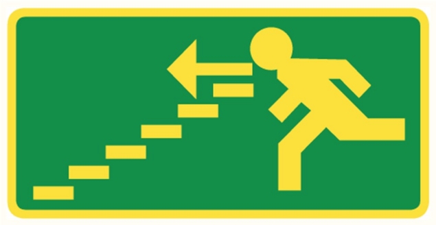 Afbeeldingen van Pikt-o-norm Pictogram nooduitgang trap links omlaag