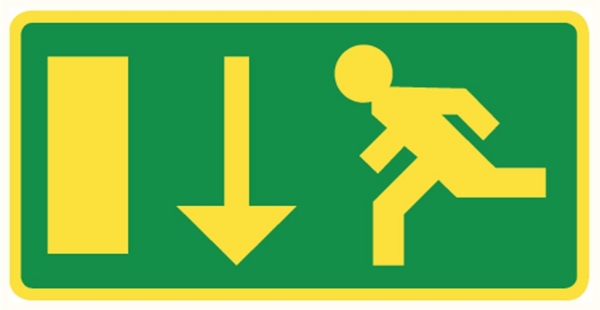 Afbeeldingen van Pikt-o-norm Pictogram vluchtweg omlaag links