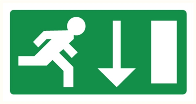Afbeeldingen van Pikt-o-norm Pictogram vluchtweg omlaag rechts