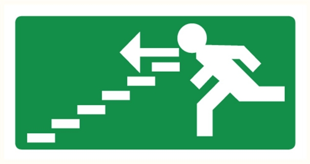 Afbeeldingen van Pikt-o-norm Pictogram nooduitgang trap links omlaag