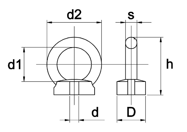 Afbeeldingen van Oogmoer DIN 582, staal C15E, gezwart