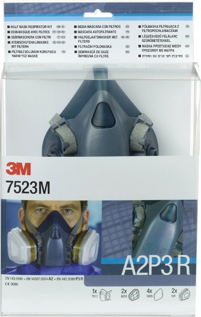Afbeeldingen van 3M Starterskit voor halfgelaatsmaskers met A2-P3 R filtercombinatie 7523M