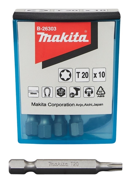 Afbeeldingen van Makita Schroefbit T20x50mm 10stk B-26303
