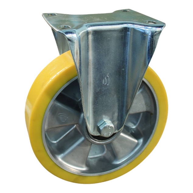 Afbeeldingen van Protempo Transportwiel (bok) met plaatbevestiging met stalen gaffel, wiel met aluminium velg, PU band ±94 shore A Serie 29-12