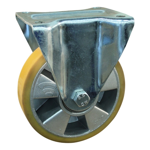 Afbeeldingen van Protempo Transportwiel (bok) met plaatbevestiging met stalen gaffel, wiel met aluminium velg, PU band ±94 shore A Serie 29-91