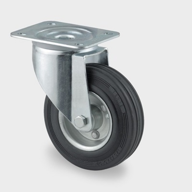 Afbeeldingen van Tente Zwenkwiel met plaat, rubber band 3470DVR200P63