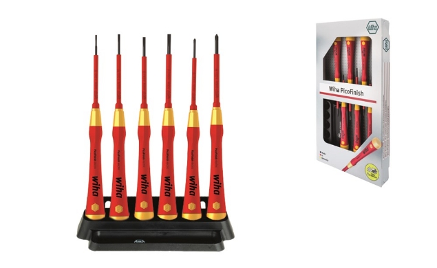 Afbeeldingen van Wiha Fijnschroevendraaierset PicoFinish electric sleufkop, Phillips 6-delig 2270P K6