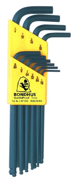 Afbeeldingen van Bondhus Stiftsleutelset lang kogelkop, 10-delig, inch BLX10