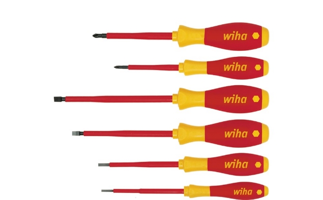 Afbeeldingen van Wiha Schroevendraaierset SoftFinish electric sleufkop, Phillips 6-delig 320N