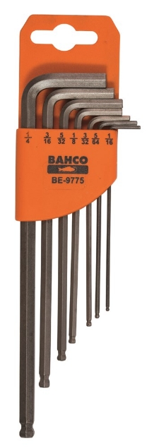 Afbeeldingen van BAHCO Haakse stiftsleutelset kogelkop inch BE-9775